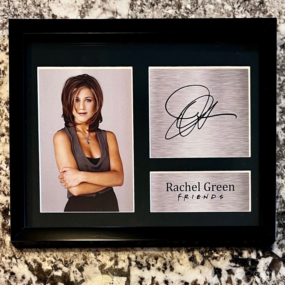 Jennifer Aniston “FRIENDS” Autographed Photo of & Name Plate of Rachel Green